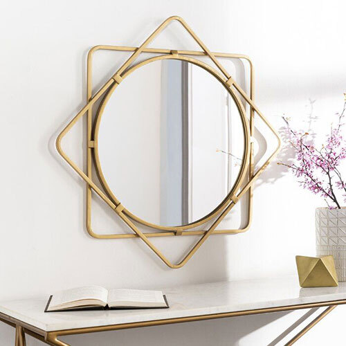 Iron Golden Finish Wall Mirror - Glass Thickness: 2-5 Millimeter (Mm)