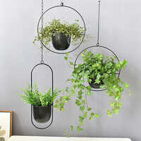 Iron Hanging Planter - Durable Iron, Round Shape, Sleek Black Finish | Minimalist Design For Indoor & Outdoor Home Decor