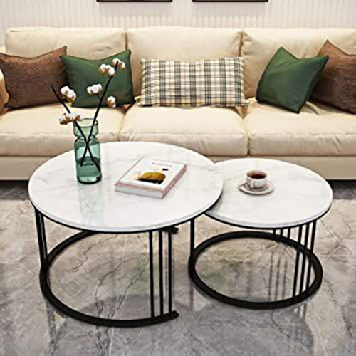 White Marble Top End Table - Application: Restaurant & Cafe