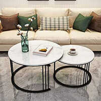 White Marble Top End Table - Application: Restaurant & Cafe