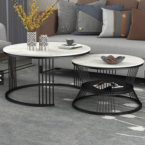 White Marble Top End Table - Application: Restaurant & Cafe