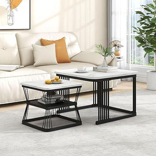 White Marble Top End Table