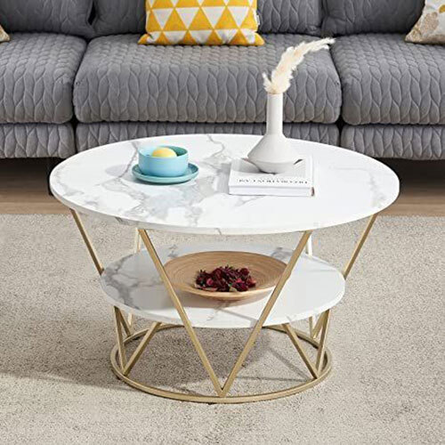 White Marble Top End Table