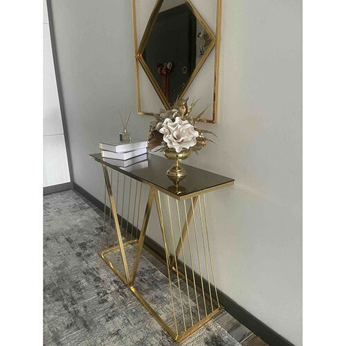 Black Glass Top Console Table - Application: Home