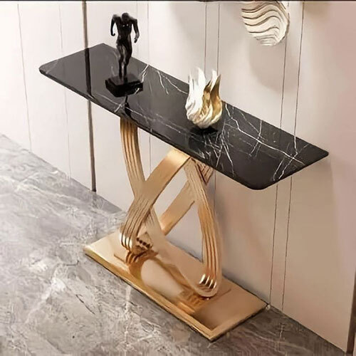 Black Glass Top Console Table - Application: Home