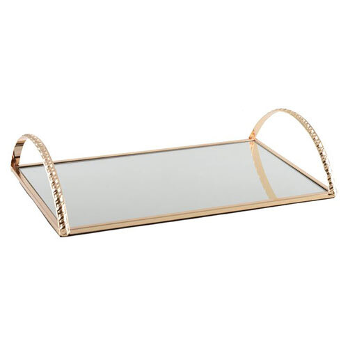 Tray In Iron With Golden Finish