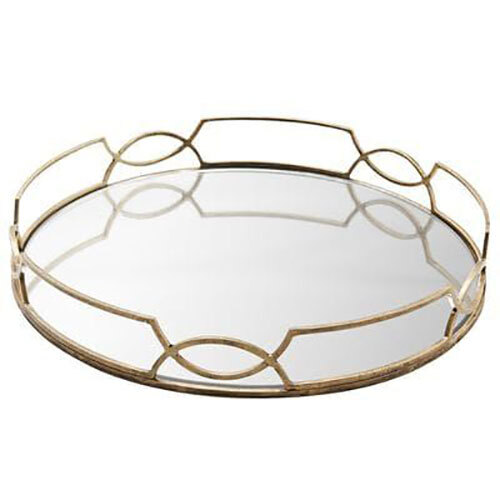 Tray In Iron With Golden Finish