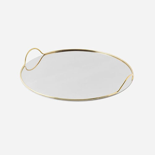 Tray In Iron With Golden Finish