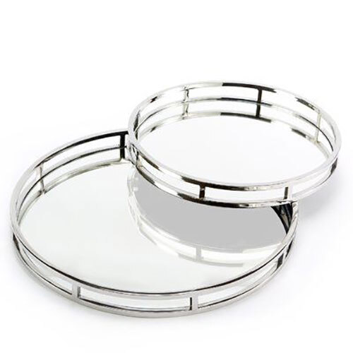 Outstanding Grey Mirror Base Decorative Tray - Color: Silver