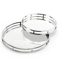 Outstanding Grey Mirror Base Decorative Tray - Color: Silver