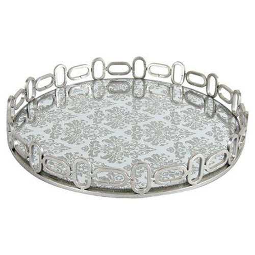 Outstanding Grey Mirror Base Decorative Tray - Stainless Steel, Standard Size, Silver Color - Elegant Design For Functional And Decorative Use
