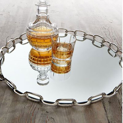 Outstanding Grey Mirror Base Decorative Tray - Stainless Steel, Standard Size, Silver Color - Elegant Design For Functional And Decorative Use
