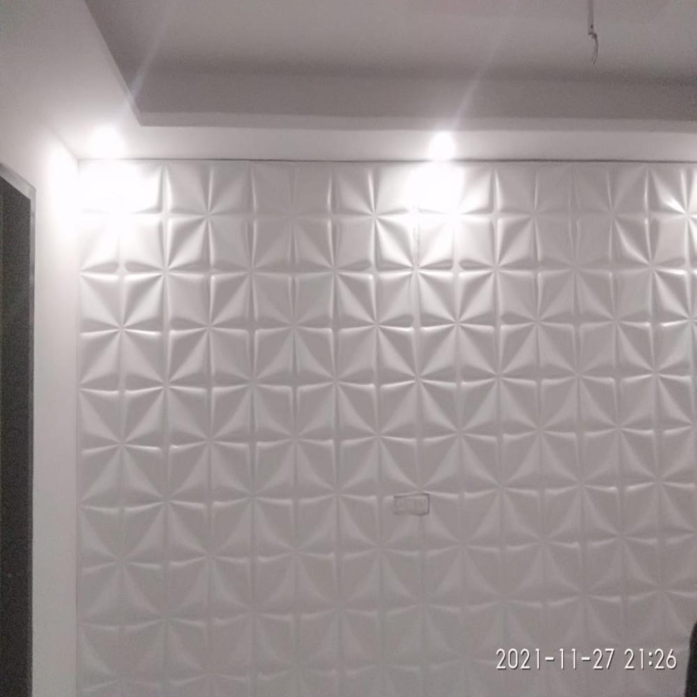 3d Pvc Wall Panel - 1200mm X 600mm, Gold Color, 8mm Thickness, Fire Rated Class B1, Adhesive Installation