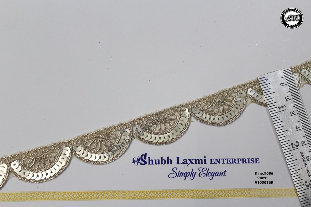Embroidery Sequence Cutwork Golden Colour Lace