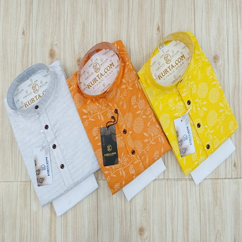 Men'S Fancy Printed Kurta Pajama - Color: Multicolor