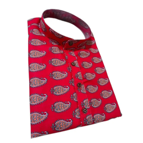 Red Color Designer Printed Kurta