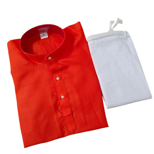 Dark Orange Kids Kurta Pyjama