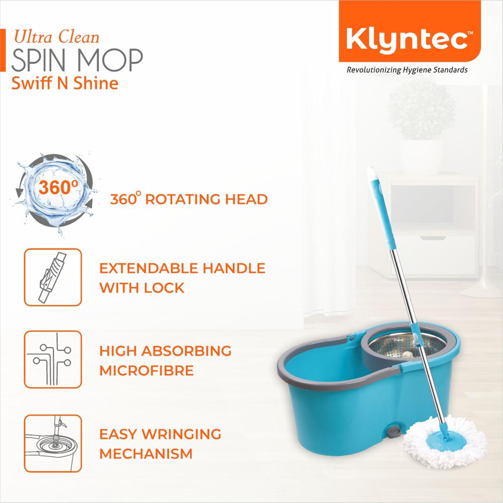 10 Ltr Sky Blue Ultra Clean Spin Magic Mop (Steel Wringer)