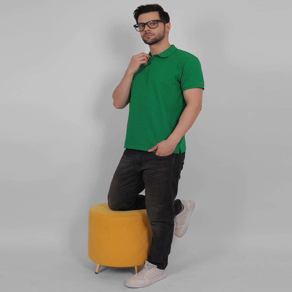 Club Green White Lable Collar Neck T-Shirts