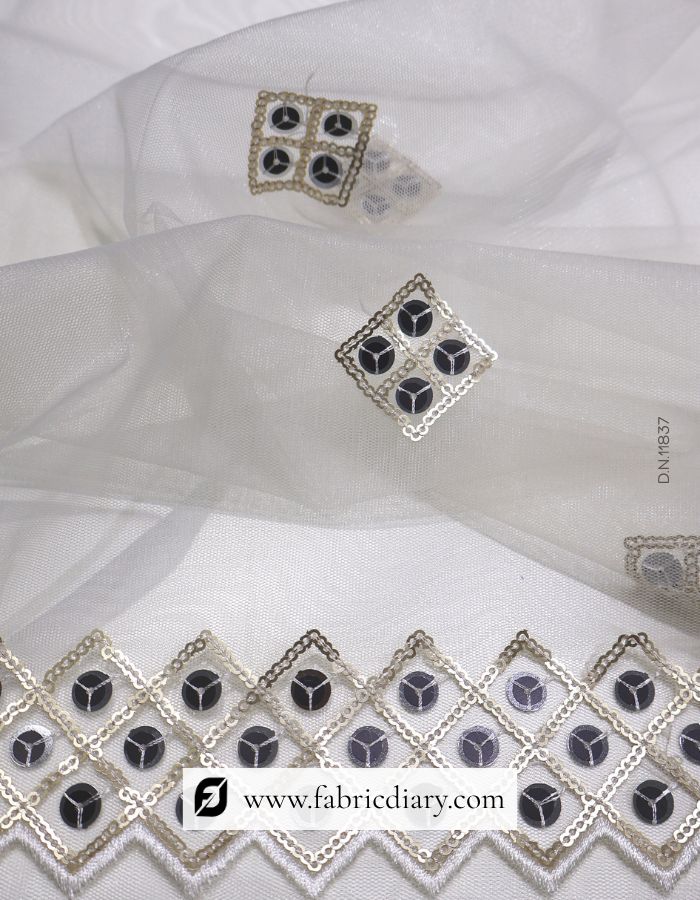Embroidered Dupatta Fabric with Light Sequins Wor