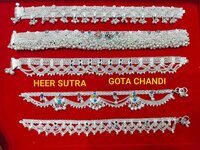 White Metal Gota Silver Plated Anklet