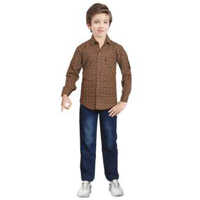 Denim Pant Suit - Color: Blue And Brown