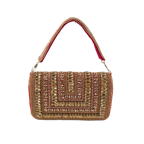 Kadisha Embroidered Clutch Bag - Color: Golden