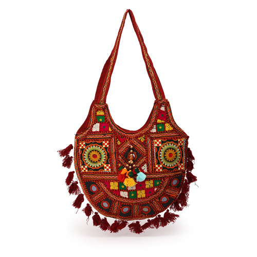 Embellished Half Moon Tasselled Hand Bags