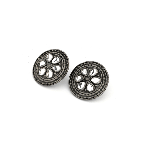 Stylish Oxidized Stone Beaded Stud Earrings