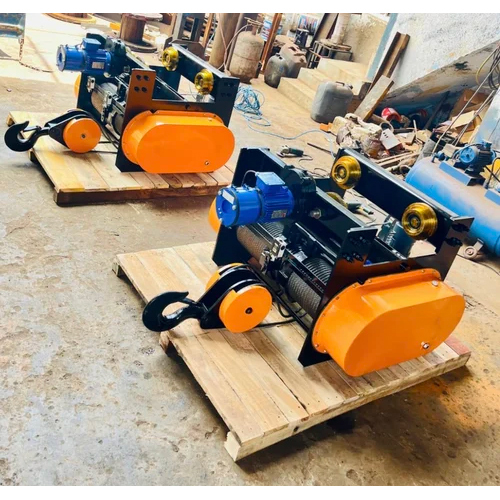 Electric Wire Rope Hoist - 5 Ton Capacity, 220-415 Volt, 50 Hertz | Yellow and Black, Durable Design for Industrial Applications