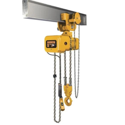 5 Ton Electric Chain Hoist - 220-415 Volt, 50 HZ | Yellow Visibility, Electric Power, Heavy-Duty Industrial Use, Standard Size
