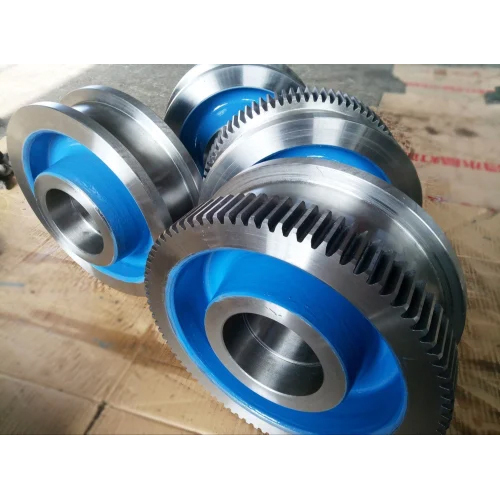 Eot Crane Wheels With Gear - Color: Silver And Blue