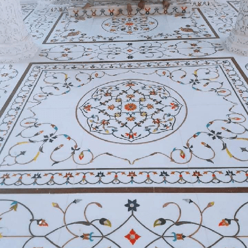 Marble Inlay Work Design Flooring - Color: Multicolor