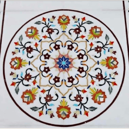 Marble Inlay Work Design Flooring - Color: Multicolor