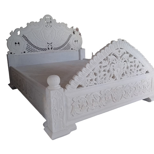 White Carved Marble Bed