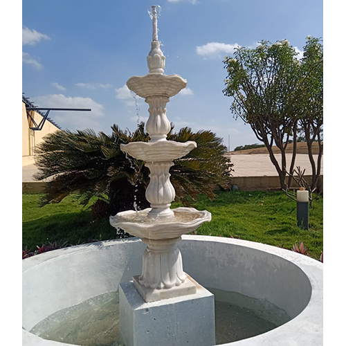 White Carved Marble Fountain