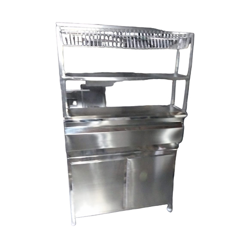 SS Juice Counter - Stainless Steel, Up to 5 Shelves, Various Colors | Modern Design, Polished Surface Finish for Food Marts & Hotels