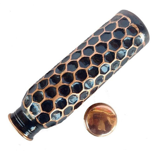 Black Diamond Cut Shape Joint Less Pure Copper water Bottle