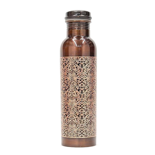 Pure Copper Embossed Water Bottle - Features: High Quality