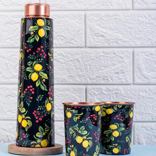 Zesty Lemon Copper Bottle - Features: High Quality