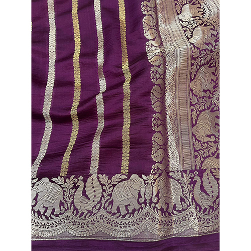 Ladies Pure Dupyan Silk Saree With Blouse Pattern