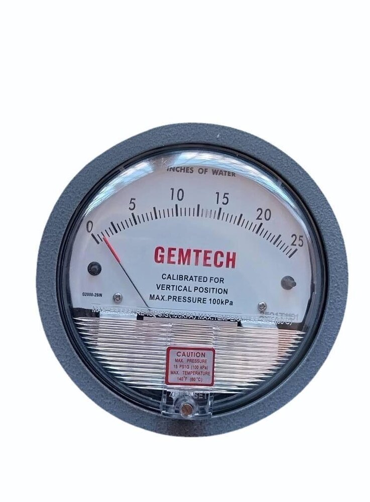 Industrial GEMTECH Differential Pressure Gauge 4 Inch (100 MM) Dial