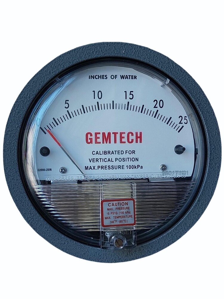 Industrial GEMTECH Differential Pressure Gauge 4 Inch (100 MM) Dial