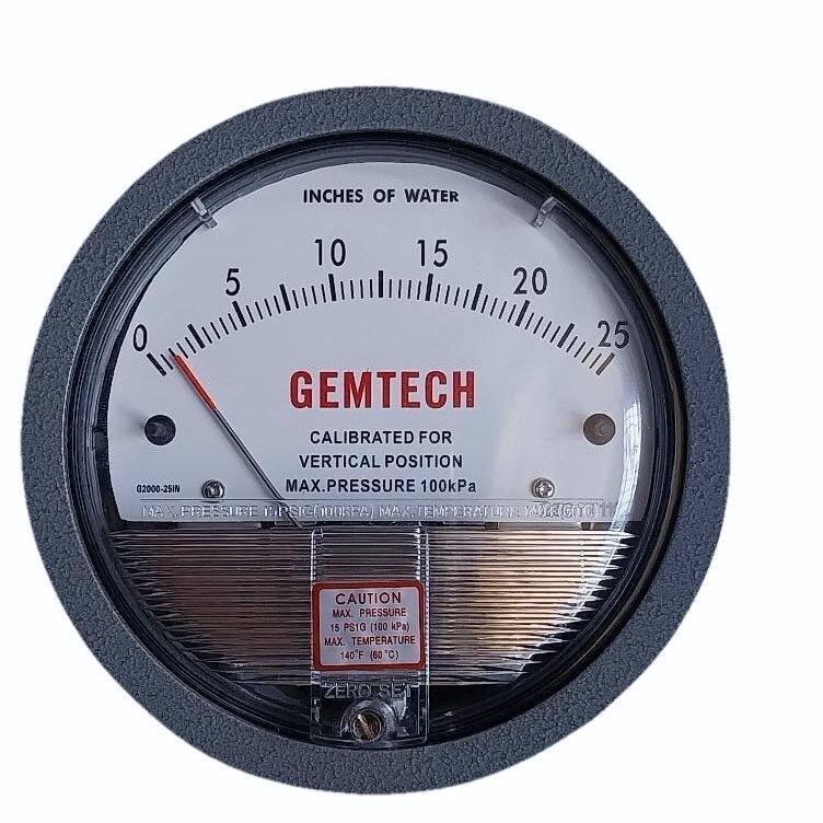 Industrial GEMTECH Differential Pressure Gauge 4 Inch (100 MM) Dial