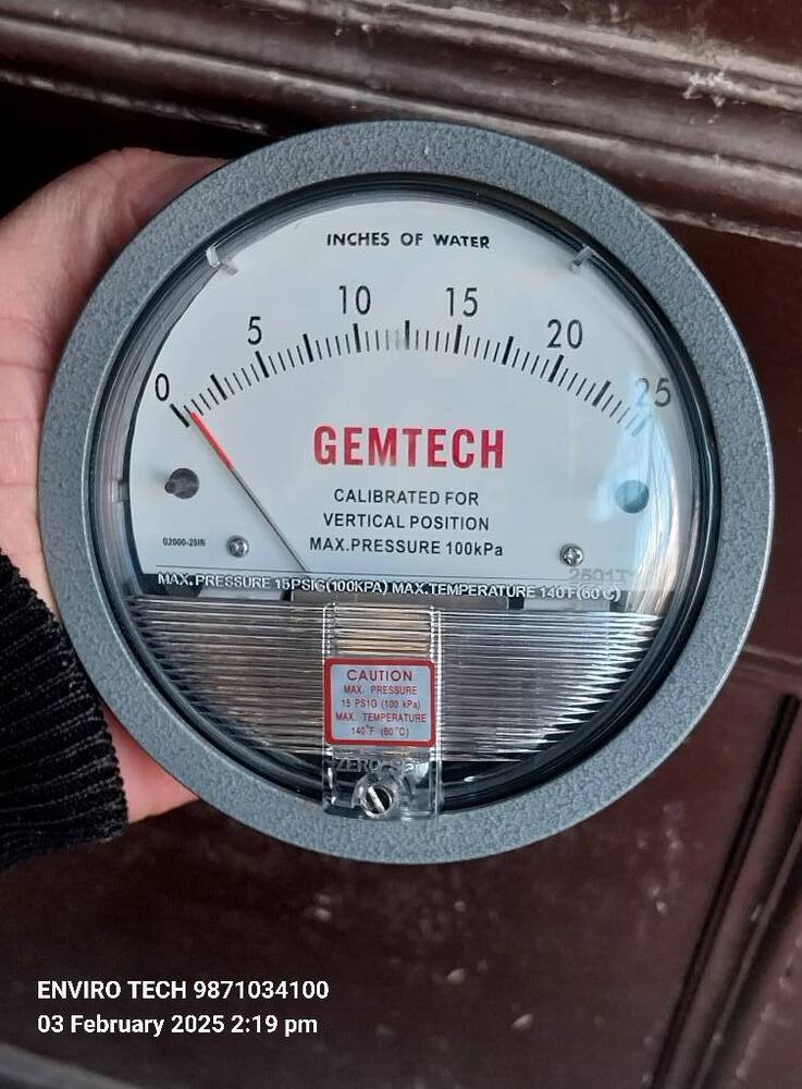 Model G2025 GEMTECH-Differential Pressure Gauge Range 0-25 Inch WC
