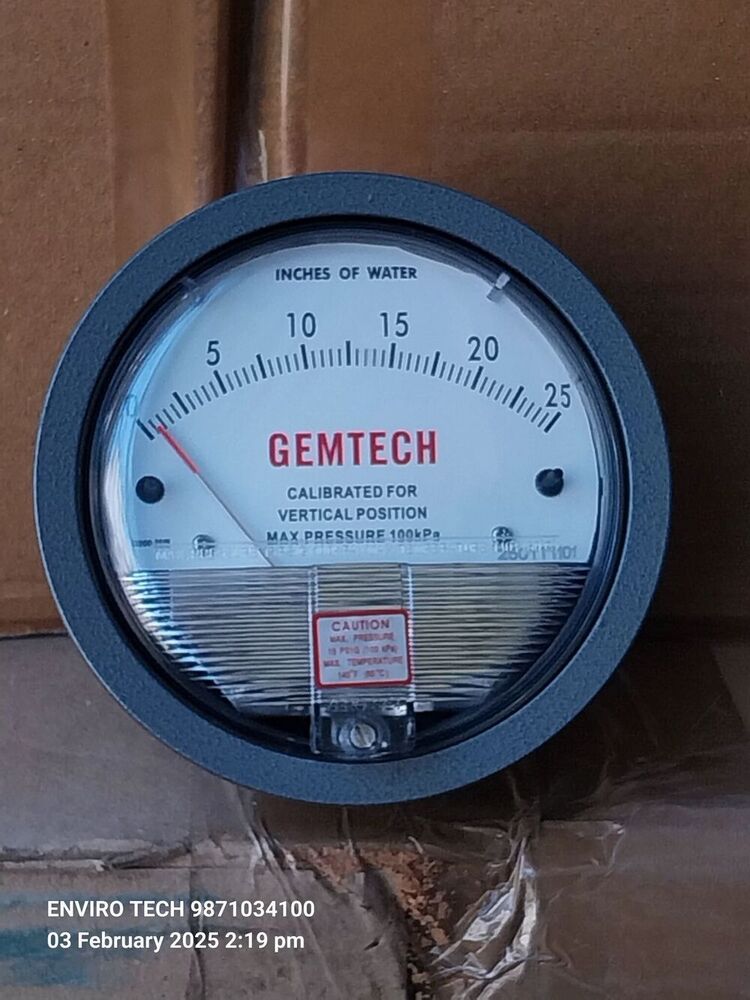 Model G2025 GEMTECH-Differential Pressure Gauge Range 0-25 Inch WC