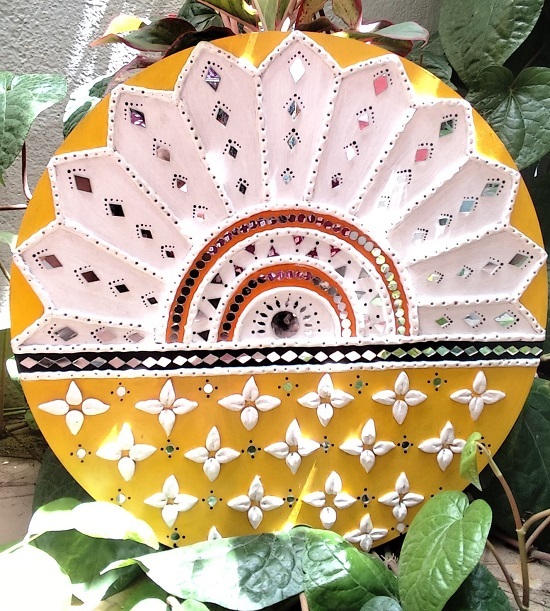 Handcrafted Decorative Wall Plate - MDF with clay and mirror