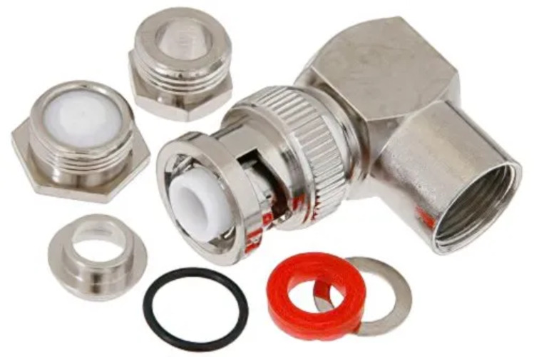 MHV Male Right Angle Connector Clamp/Solder Type For RG59, RG62, RG71