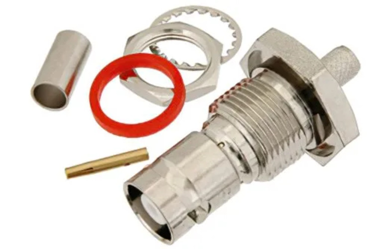 MHV Female Bulkhead Mount Connector Crimp/Solder Type For RG58, RG303, RG141