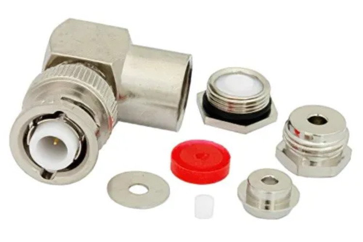 MHV Male Right Angle Connector Clamp/Solder Type For RG174, RG316, RG188